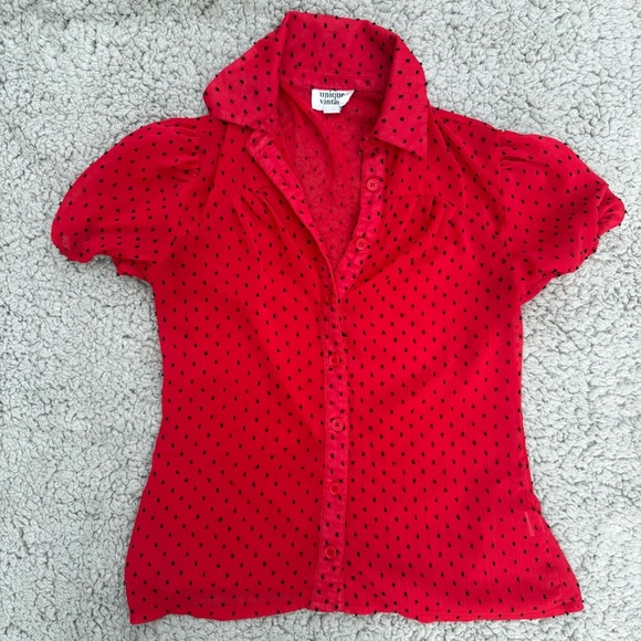 Unique Vintage Polka Dot Pinup Girl Blouse - Picture 3 of 5